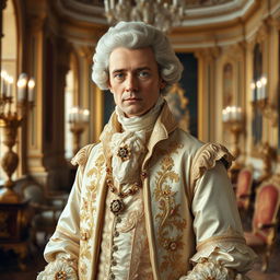 A distinguished 18th century French aristocrat, embodying the opulence and sophistication of the era