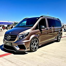 A Mercedes Vito, aggressively tuned with an AMG bodykit, exuding an air of luxury and performance