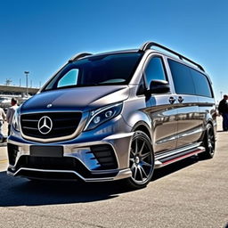 A Mercedes Vito, aggressively tuned with an AMG bodykit, exuding an air of luxury and performance