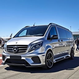 A Mercedes Vito, aggressively tuned with an AMG bodykit, exuding an air of luxury and performance