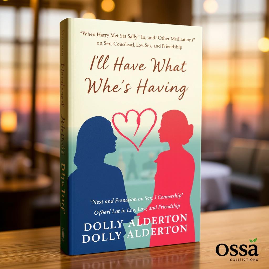 A romance-themed nonfiction book cover design for "I'll Have What She's Having: 'When Harry Met Sally' and Other Meditations On Sex, Love, and Friendship" by Dolly Alderton