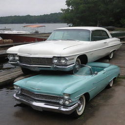 Boat combined with Oldsmobile