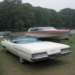 Boat combined with Oldsmobile