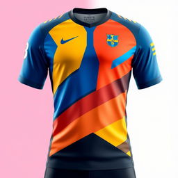 A modern football jersey featuring sleek designs, vibrant colors, and futuristic patterns