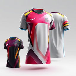 A modern football jersey featuring sleek designs, vibrant colors, and futuristic patterns