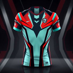 A sleek, modern football jersey design, showcasing bold geometric patterns and contrasting colors, representing a futuristic team