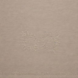 A minimalistic interpretation of T'boli t'nalak cloth, illustrating a sun and moon symbol using light hues. Capture the unique weaving patterns while keeping the design subdued for an elegant look.