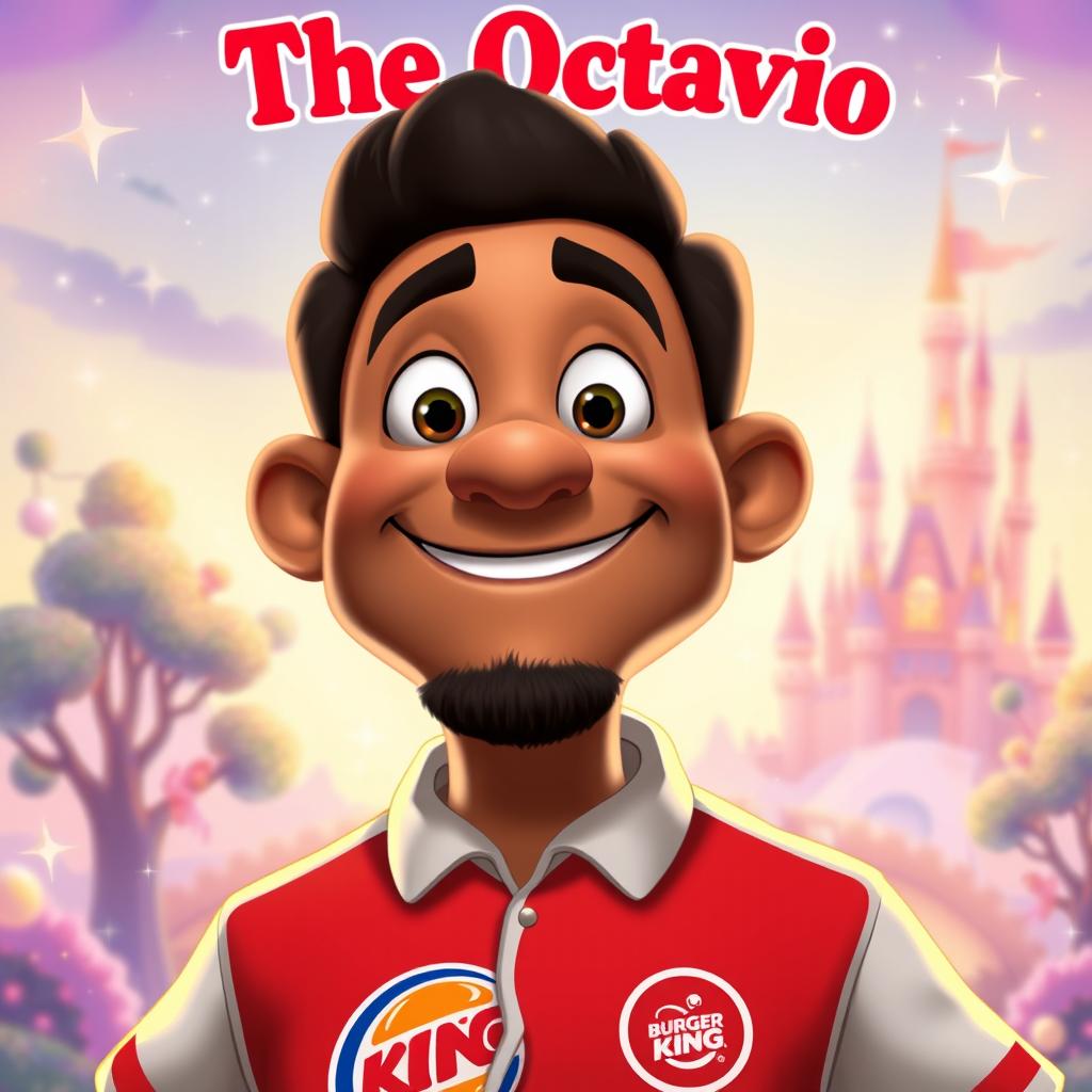 A Disney-themed poster featuring an animated man in a Burger King uniform