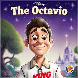 A Disney-themed poster featuring an animated man in a Burger King uniform