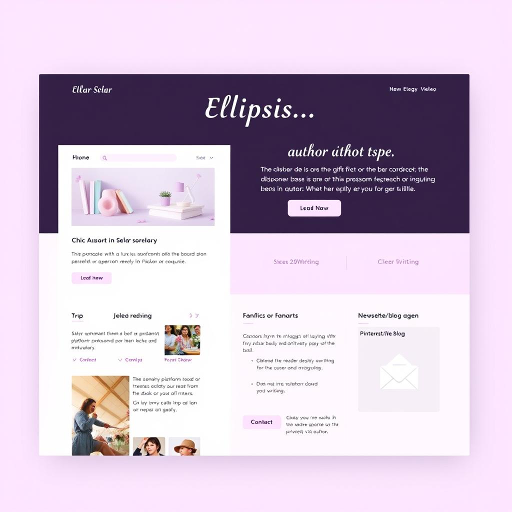 A visual concept for the homepage of an author's website called 'Ellipsis