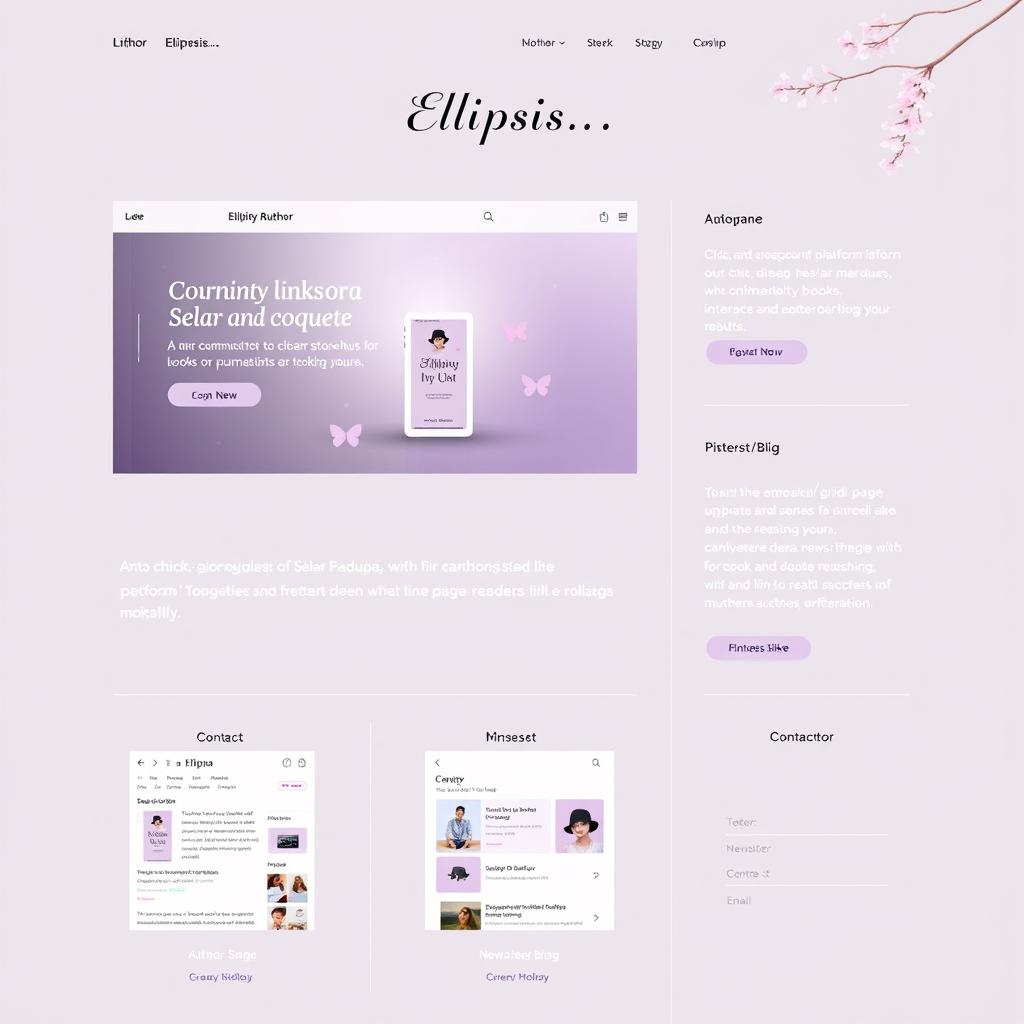 A visual concept for the homepage of an author's website called 'Ellipsis