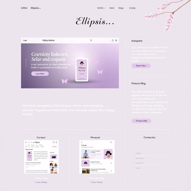 A visual concept for the homepage of an author's website called 'Ellipsis