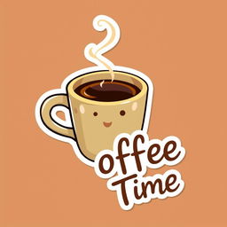 Vibrant voxel-style coffee cup with a whimsical and charming design, accompanied by a stylized lettering that reads 'Coffee Time'