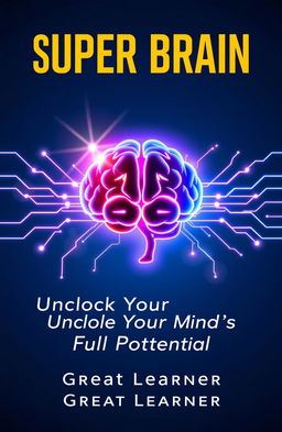 A captivating book cover for 'Super Brain: Unlock Your Mind’s Full Potential' by Great Learner