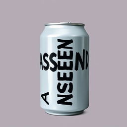 A full view of a soda can with vertical black "ASCEND" lettering on the can