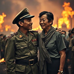 A stirring scene of love and unity during the Bandung Lautan Api event in 1946