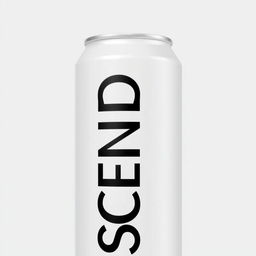 A full view of a soda can with vertical black "ASCEND" lettering on the can