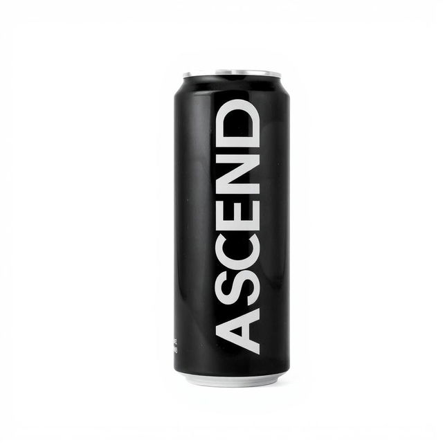 A full view of a soda can with vertical white "ASCEND" lettering on the can