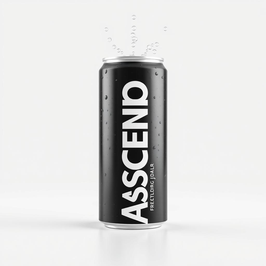 3D render of a soda can featuring a vertical white "ASCEND" lettering