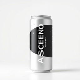 3D render of a soda can featuring a vertical white "ASCEND" lettering in a sans-serif font