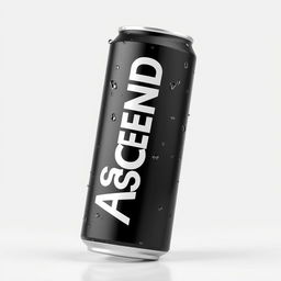 3D render of a soda can featuring a vertical white "ASCEND" lettering in a sans-serif font