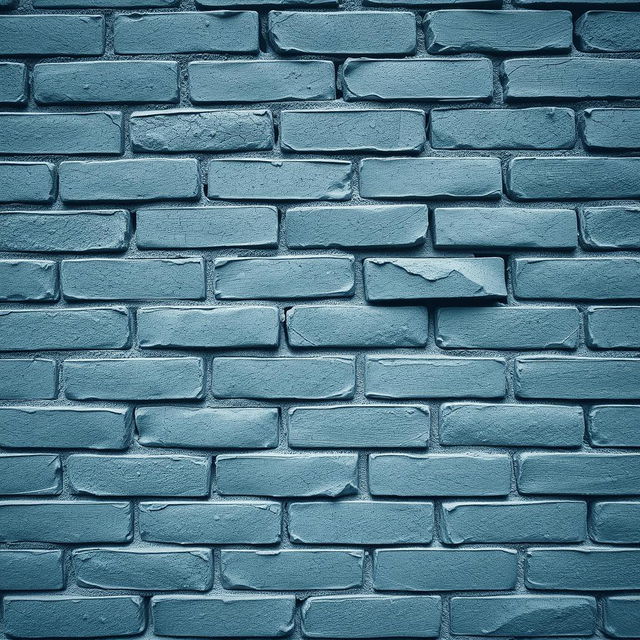 A gray brick wall featuring scattered cracks and cool-toned shades, depicted in a stylized, non-realistic manner