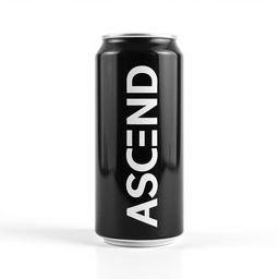 Full view of a soda can featuring vertical white "ASCEND" lettering in a sans-serif font