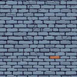 A pixel art depiction of a gray brick wall with scattered cracks, cool-toned shades, and a non-realistic style