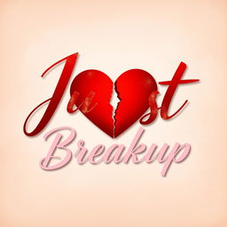 Visually striking movie title design for "Just Breakup" in modern calligraphy, combining elegance with a contemporary edge