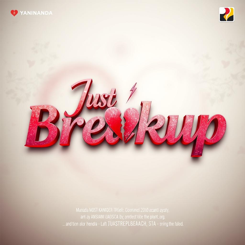 Visually striking movie title design for "Just Breakup" written in Kannada (ಜಸ್ಟ್ ಬ್ರೇಕಪ್) using modern calligraphy that blends elegance with a contemporary edge