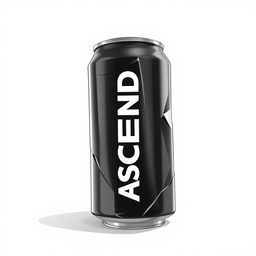 2D illustration of a crushed soda can with vertical white "ASCEND" lettering