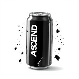 2D illustration of a crushed soda can with vertical white "ASCEND" lettering