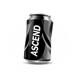 2D illustration of a crushed soda can with vertical white "ASCEND" lettering