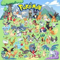 An imaginative Pokédex featuring a diverse collection of 115 unique Pokémon, including their distinct evolutionary stages