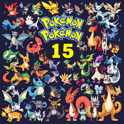 An imaginative Pokédex featuring a diverse collection of 115 unique Pokémon, including their distinct evolutionary stages