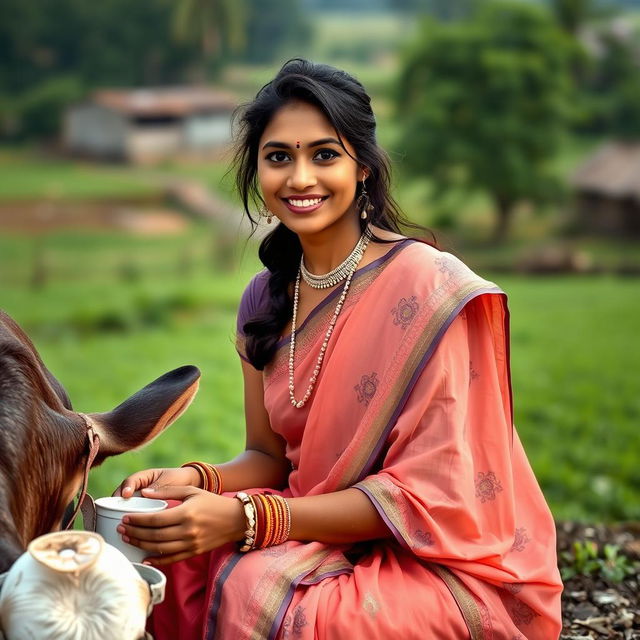 An elegant portrait of an Indian woman wearing traditional attire