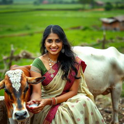 An elegant portrait of an Indian woman wearing traditional attire