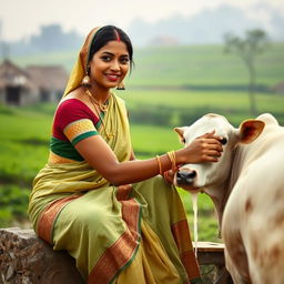 An elegant portrait of an Indian woman wearing traditional attire