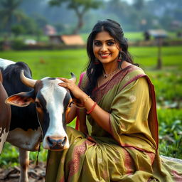 An elegant portrait of an Indian woman wearing traditional attire