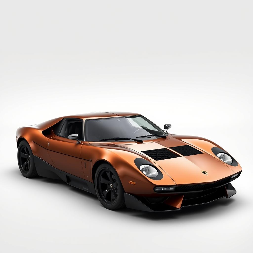 A concept car inspired by the Lamborghini Miura and Lamborghini SJB, featuring real car parts