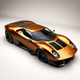 A concept car inspired by the Lamborghini Miura and Lamborghini SJB, featuring real car parts