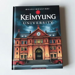 A book cover with a prestigious and mysterious university theme, depicting a magnificent academic building representing Keimyung University