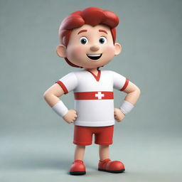 A cartoon character appearing brave and ready to help others, demonstrating proficiency in first aid care.