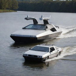 Boat combined with DeLorean