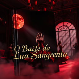 A mesmerizing book cover featuring "O Baile da Lua Sangrenta," capturing the allure and mystery of a blood moon ball