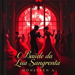 A mesmerizing book cover featuring "O Baile da Lua Sangrenta," capturing the allure and mystery of a blood moon ball