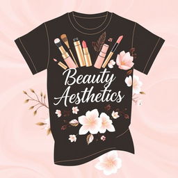 A fashionable t-shirt design featuring elements of aesthetics and cosmetics