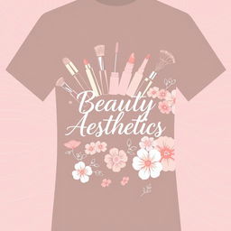 A fashionable t-shirt design featuring elements of aesthetics and cosmetics