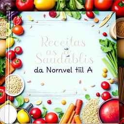 A vibrant and inviting cookbook cover with the title "Receitas Saudáveis da Turma do Nível III A" written in Portuguese