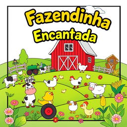 Children's coloring book cover featuring a charming farm theme